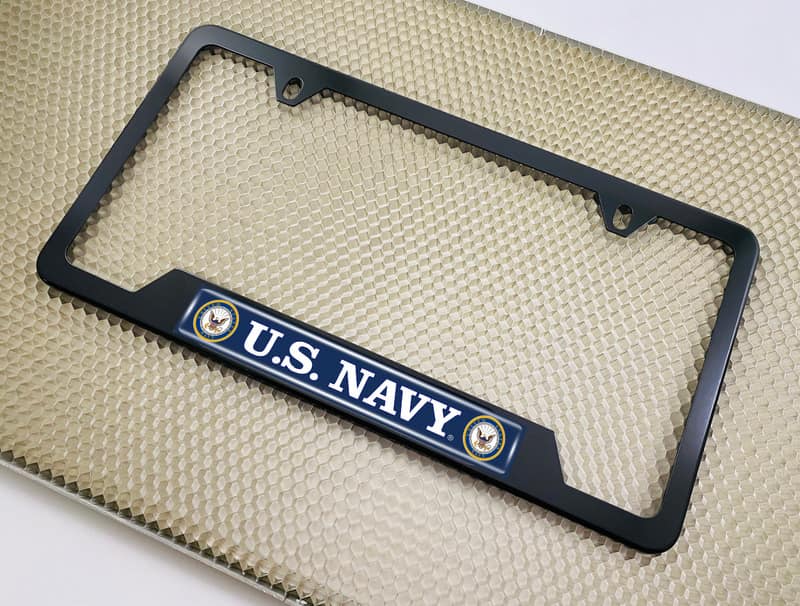 U.S. Navy - Stainless Steel Black 2-hole Car License Plate Frame